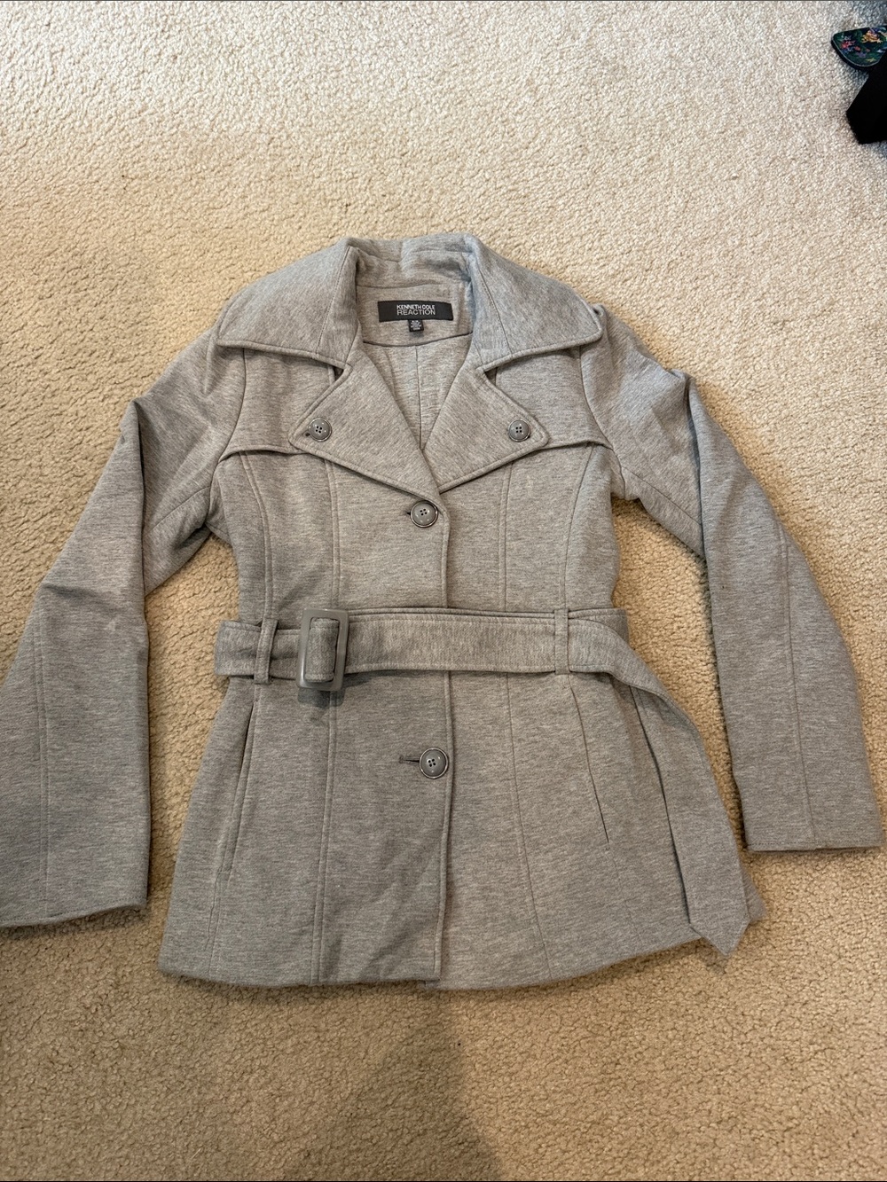 Kenneth Cole Reaction Women's Light Gray Belted Trench Coat